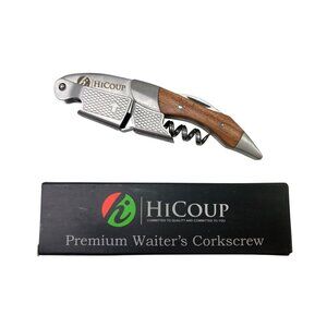 Hicoup Premium Waiters Corkscrew With Wood Handle & Stainless Steel Body